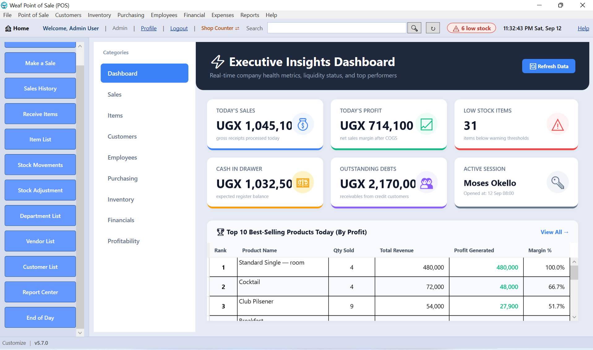 Weaf Point of Sale - Executive Insights Dashboard
