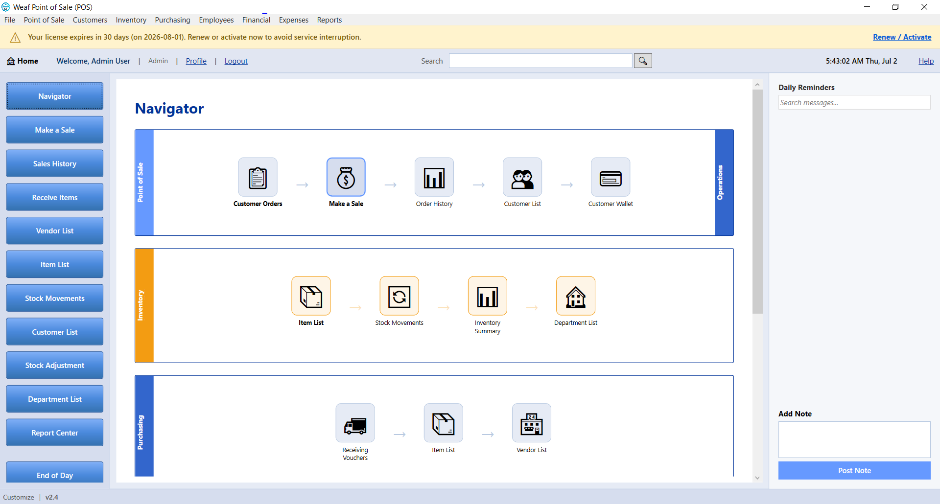 Weaf Point of Sale Desktop - Windows POS for Retail, Supermarket, Restaurant, Bar & Hotel with Inventory, Invoicing, Reports, EFRIS (Uganda) & MRA EIS (Malawi) - WEAFPOS